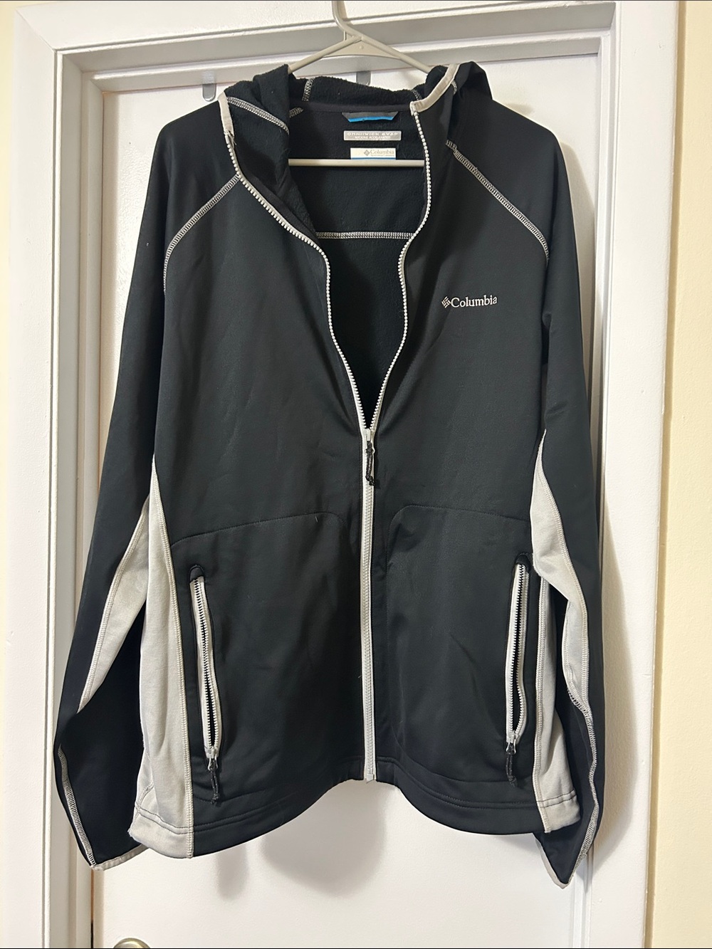 Columbia Black and Gray Hooded Softshell Utility Jacket